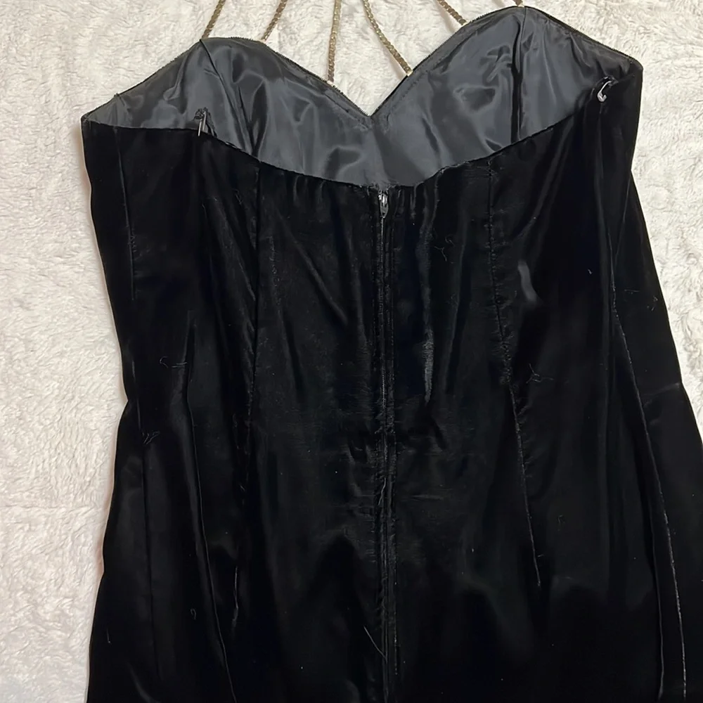 Vintage black velvet gown from 90s, size 11/12 - Picture 7 of 12